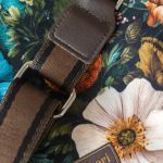 Kopertówka welurowa handmade ciemne kolory torebka w kwiaty - 