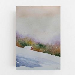 Zima-akwarela formatu 25x18 cm. 