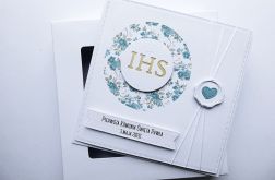 Kartka komunijna z niezapominajkami handmade