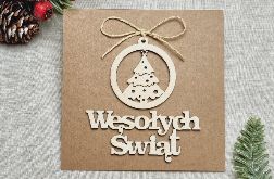 Kartka świąteczna, drewniane dekoracje - W5