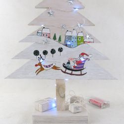 Drewniana choinka Renifer i Mikołaj -20 led