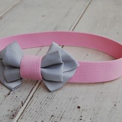 Opaska niemowlęca - PasteLOVE szaro-różowe