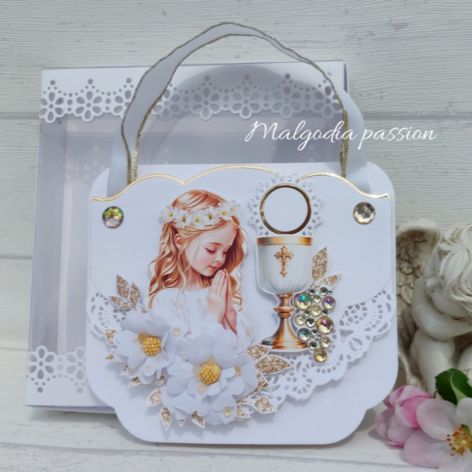 Torebeczka na komunię - kartka gratulacyjna