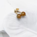 Klasyczne kolczyki pozłacane z agatem. - 