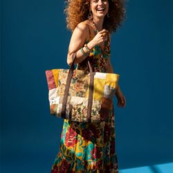 Shopperka patchwork no waste vintage – unikatowa torba handmade