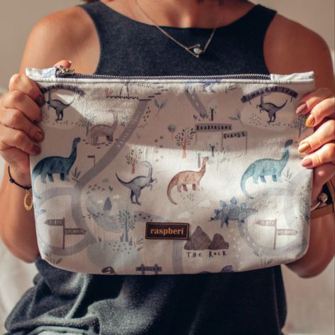 Kosmetyczka podróżna z weluru w dinozaury