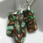 Zielono-złoty jaspis z pirytem, oryginalna biżuteria, zestaw - 