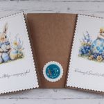 Zestaw 4 kartek wielkanocnych z życzeniami „Niebiesko-żółty” - Tył kartki