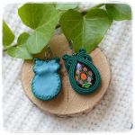 Kolczyki sutasz soutache Folk zielone green - Folkowe