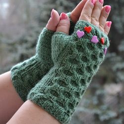 Zielone rękawiczki mitenki  - krótkie