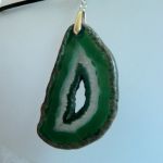 Zielony agat z druzą, surowy plaster wisior - 