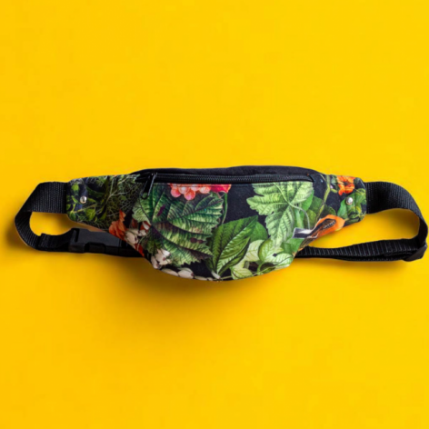 Zielona welurowa nerka botanical