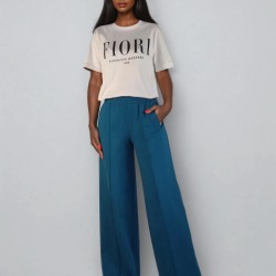 Spodnie z dzianiny dresowej szmaragdowe