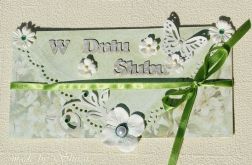 Kopertówka z okazji ślubu 'green flowers'- wyprzedaż