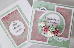 Kartka MŁODEJ PARZE miętowo-różowa #1