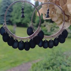 Kolczyki Koła Duże Czarne Oliwki