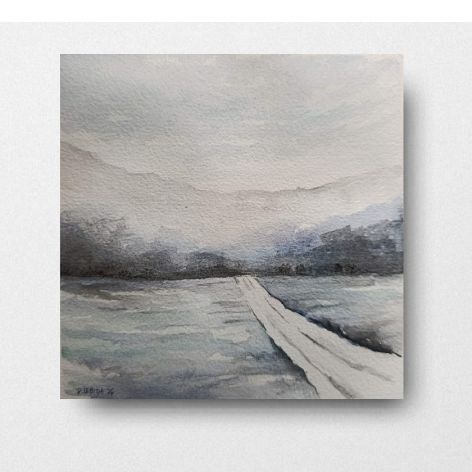 Zima-akwarela formatu 15/15 cm 