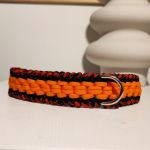 Obroża dla psa Paracord Handmade 50-60 cm XL pomarańczowo-czerwono-czarna - Przód