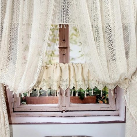 Zasłona koronkowa do pokoju do salonu boho frędzle 140/260cm