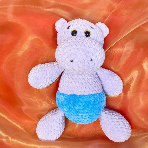 Szydełkowy Hipcio Amigurumi Fioletowy |Maskotka Handmade Zabawka Prezent