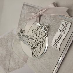 Kartka ślubna srebrna z pasującą kopertą