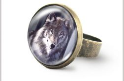 Pierścionek - Szary wilk - antyczny brąz