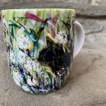 Porcelanowy kubek ręcznie malowany Koty w kwiatach  - 
