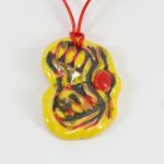 Wisior ceramiczny żółtoczerwony - biżuteria ceramiczna