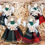 Komplet aniołków z sukienkami w kratkę - Aniołki w pudełku