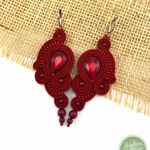Kolczyki sutasz/soutache w kolorze wina  - Kolczyki w kolorze wina