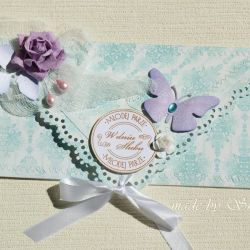 Kopertówka z okazji ślubu- wrzosowa róża