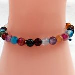 Bransoletka z Agatem 6 mm makrama boho kolorowa - 