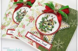 Piernikowa kartka świąteczna z sikorkami 1