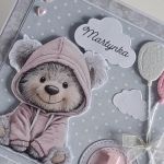 Kartka na roczek urodziny miś z balonikami - 