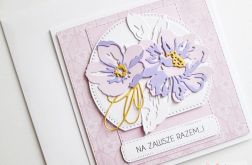 Kartka NA ŚLUB fioletowo-różowa