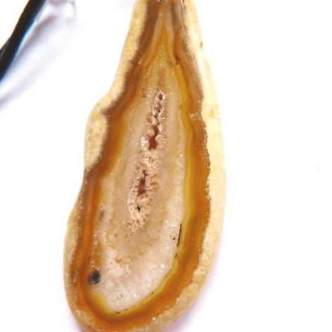 Żółty naturalny, nieregularny agat z kryształem, wisiorek