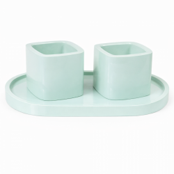 Zestaw gipsowych świeczników DIY – 2 szt. + taca, pojemniki na świece sojowe, dekoracyjne, nowoczesne