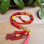 Naszyjnik Lariat Czerwony z Chwostem - 