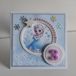 Kartka urodzinowa Kraina lodu Elsa handmade 3