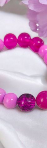 Bransoletka na gumce fuksja serduszko