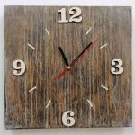 Zegar ścienny drewniany kwadrat postarzany - Zegar drewniany kwadrat 3