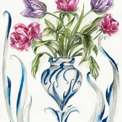 Secesyjny wazon z bukietem