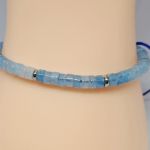 Bransoletka BOHO makrama z naturalnym Akwamarynem slim - 