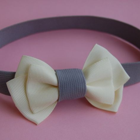 Opaska niemowlęca - Złamana biel z szarym