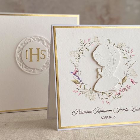 Kartka na komunię z pudełkiem i kopertą, 65D