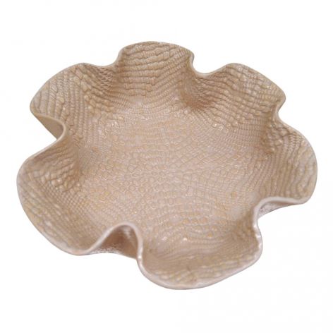 Ręcznie Robiona Miseczka Ceramiczna Beżowa Dekoracyjna 20 cm