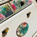 Szafka na buty z kwiatami, żywe kolory, ozdoba przedpokoju - 