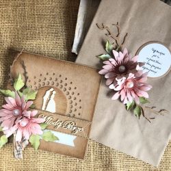 214,Kartka na ślub w stylu rustykalnym z torebką