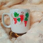 Sowa wśród winogron ręcznie malowany kubek 270 ml. - 