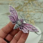 Duży wisiorek motyl z kwarcem różowym - wisiorek motyl kwarc różowy